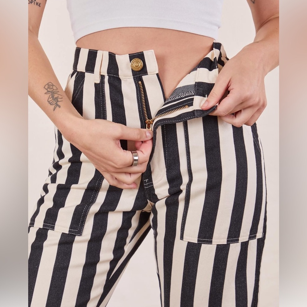 Big Bud Press Black and White Striped Work Pants Size Large - Picture 7 of 11